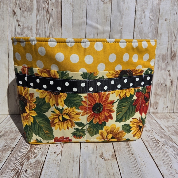 unbranded Accessories - Handmade Sunflower Purse Organizer Insert Yellow Polka Dot Fabric Multi Pockets